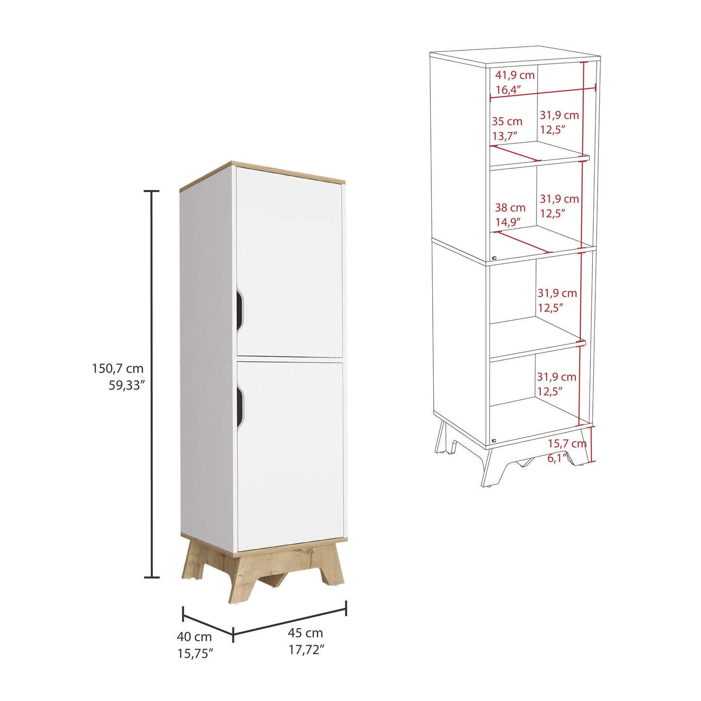 Alacena Vivox, Blanco Perla, con Dos Puertas y Cuatro Entrepaños ZF