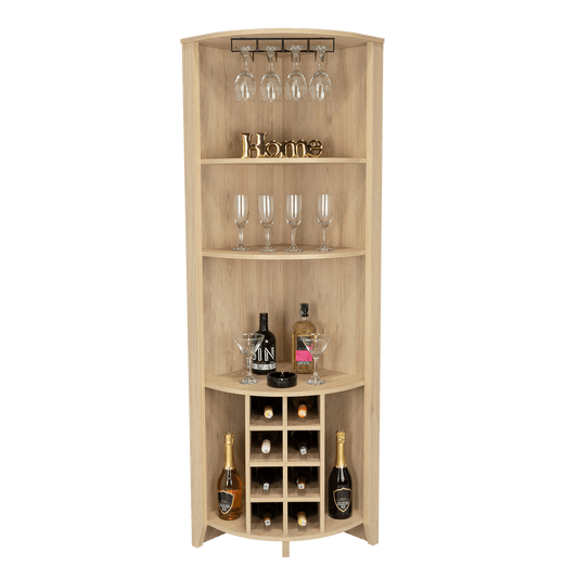 Bar Esquinero Sarume, Beige, Con Amplio Espacio de Almacenamiento y Porta Copas