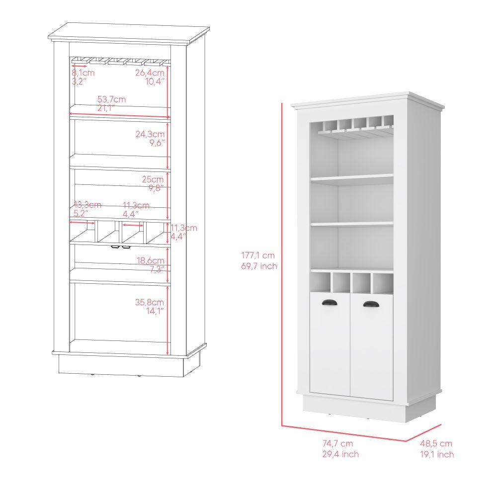 Bar Lafert, Blanco, Con Espacio Para Almacenamiento De Copas Y Dos Puertas Abatibles