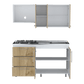 Cocina Integral Rubio, Blanco Duqueza y Café Claro, incluye Mesón Derecho