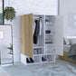 Closet Suey, Café Claro y Blanco, con Dos Puertas y Tubo Metalico Para Colgar Ropa ZF