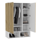 Closet Suey, Café Claro y Blanco, con Dos Puertas y Tubo Metalico Para Colgar Ropa ZF