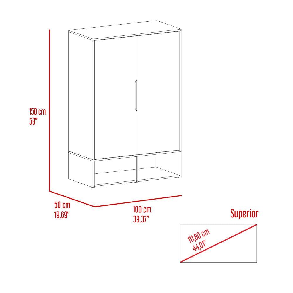 Closet Suey, Café Claro y Blanco, con Dos Puertas y Tubo Metalico Para Colgar Ropa ZF