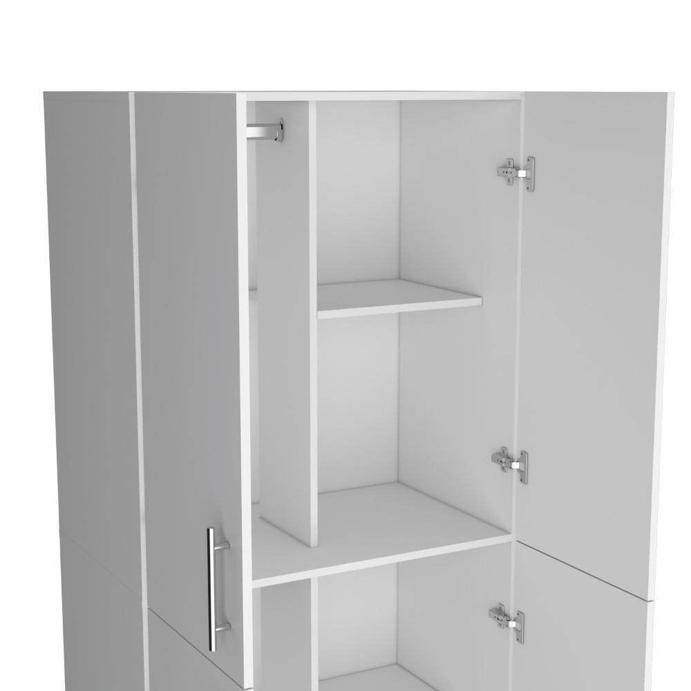 Closet Hancel, Blanco Marquez, Cuatro Puertas Abatibles y Dos Tubos Cromados ZF