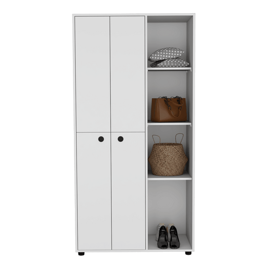 Closet Mandi, Blanco, con Dos Tubos y Un Cajon Deslizable ZF