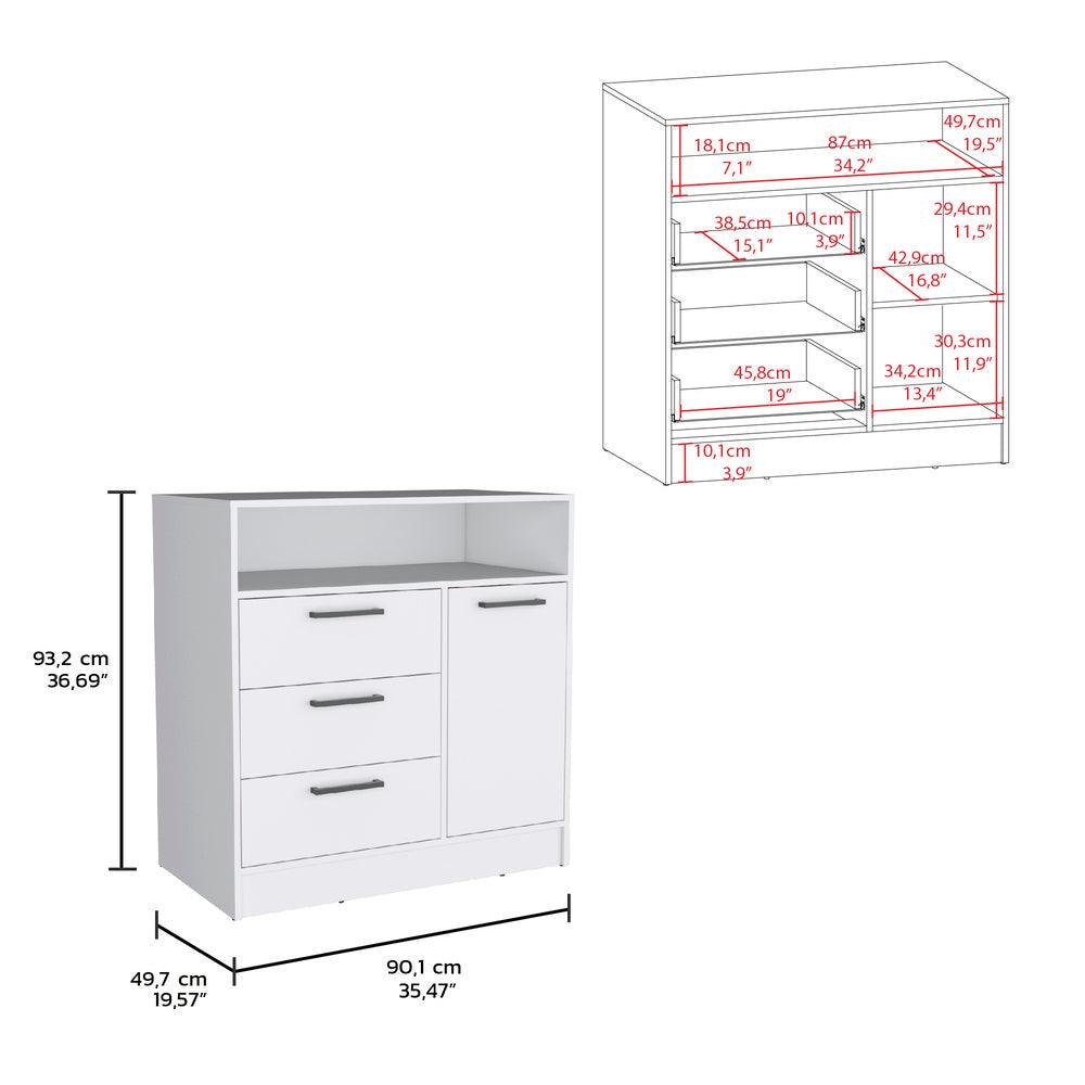 Organizador Omex, Blanco, con Tres Cajones y Una Puerta Abatible ZF