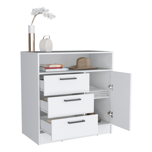 Organizador Omex, Blanco, con Tres Cajones y Una Puerta Abatible ZF