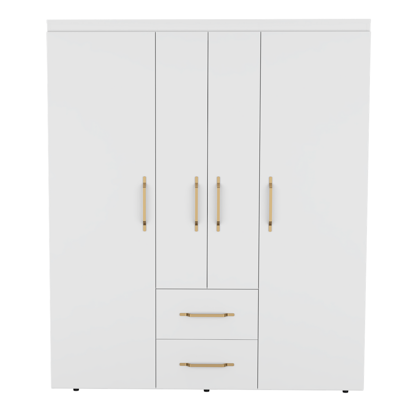 Closet Eco Golden, Blanco y Dorado, Variedad de Entrepaños y Cuatro Puertas Abatibles