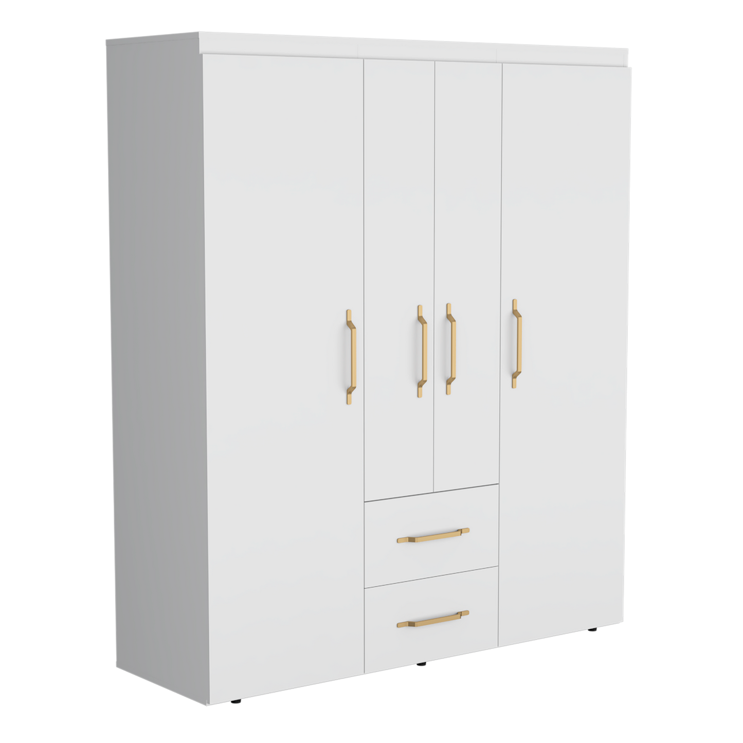 Closet Eco Golden, Blanco y Dorado, Variedad de Entrepaños y Cuatro Puertas Abatibles