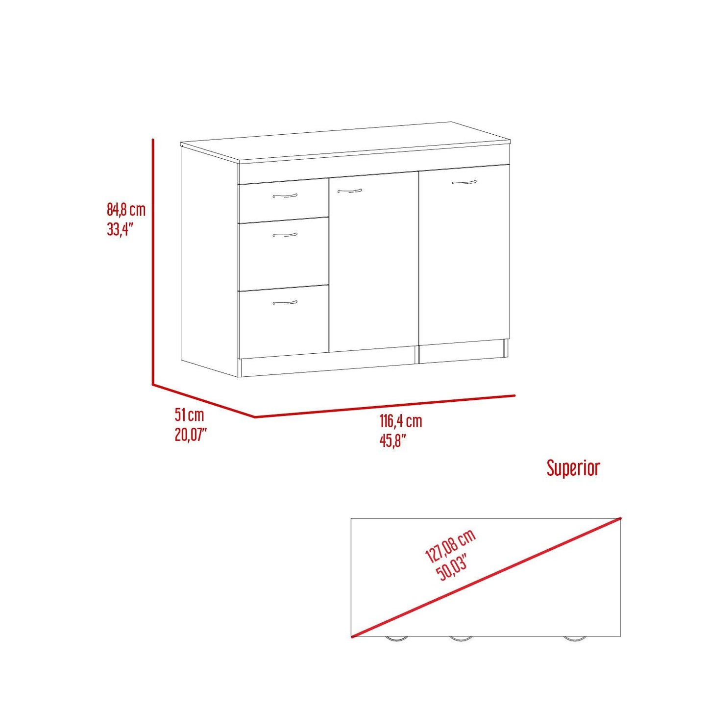 Gabinete Inferior de Cocina Amatista, Blanco y Chocolate, con Amplia Capacidad de Almacenamiento, no Incluye Mesón  ZF