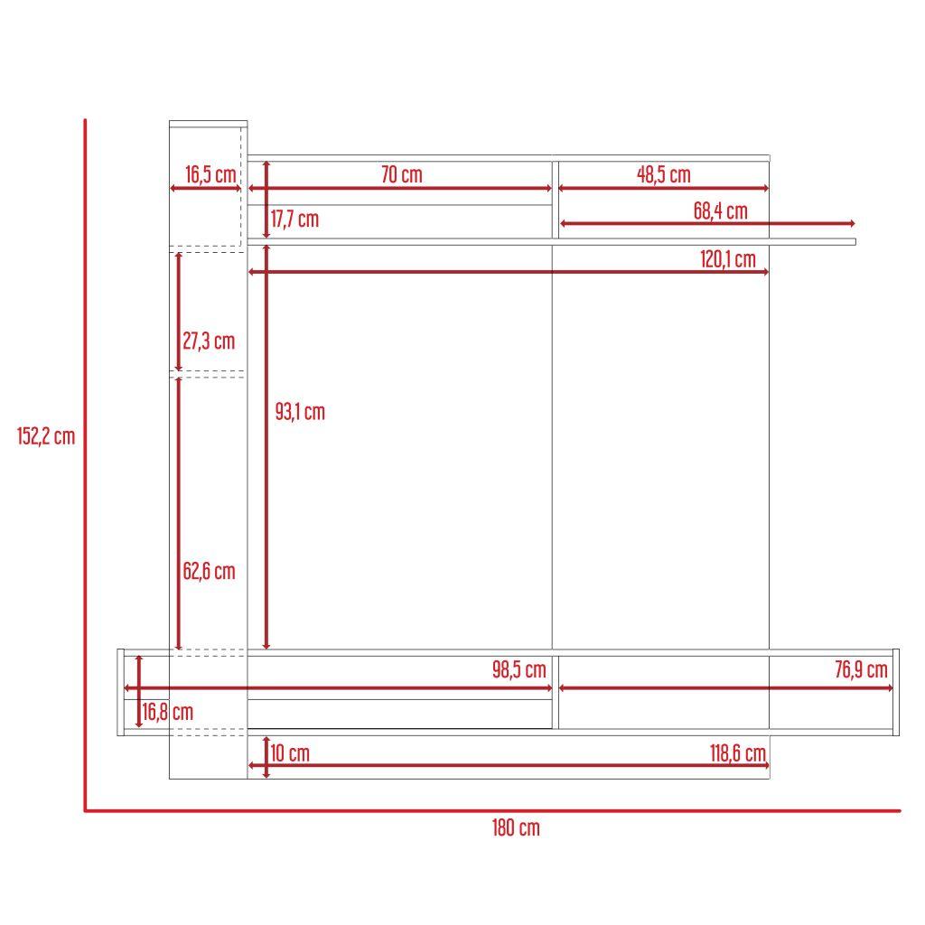 Mesa Para Tv Vegas, Castaño, con Espacio Para Televisor de Hasta 65 Pulgadas