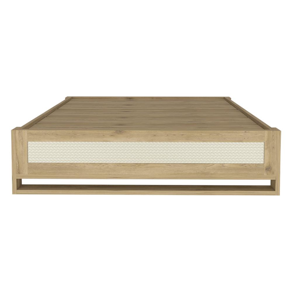 Base Cama Doble Natura, Macadamia, con tendido de tablas