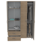 Closet Arkola, Blanco y Beige, con Dos Cajones Organizadores y Cuatro Puertas Abatibles