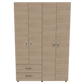 Closet Arkola, Blanco y Beige, con Dos Cajones Organizadores y Cuatro Puertas Abatibles