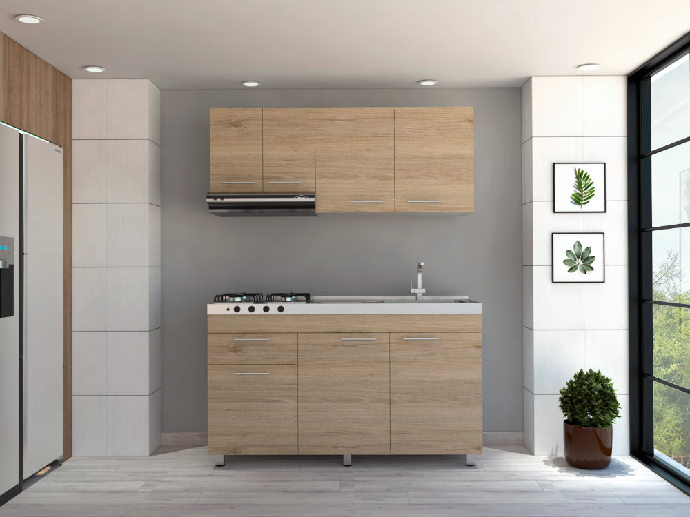 Cocina Integral Ameralto, Beige y Blanco, Incluye Mesón Derecho