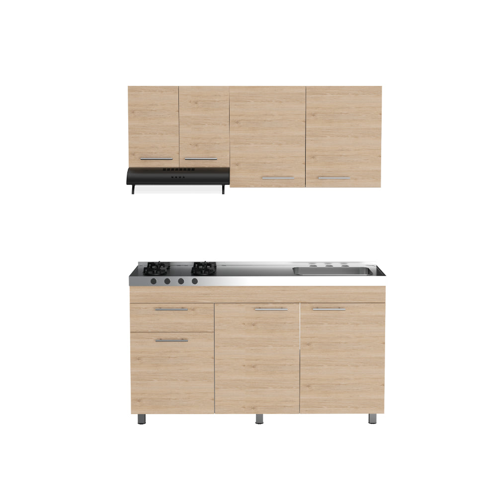 Cocina Integral Ameralto, Beige y Blanco, Incluye Mesón Derecho