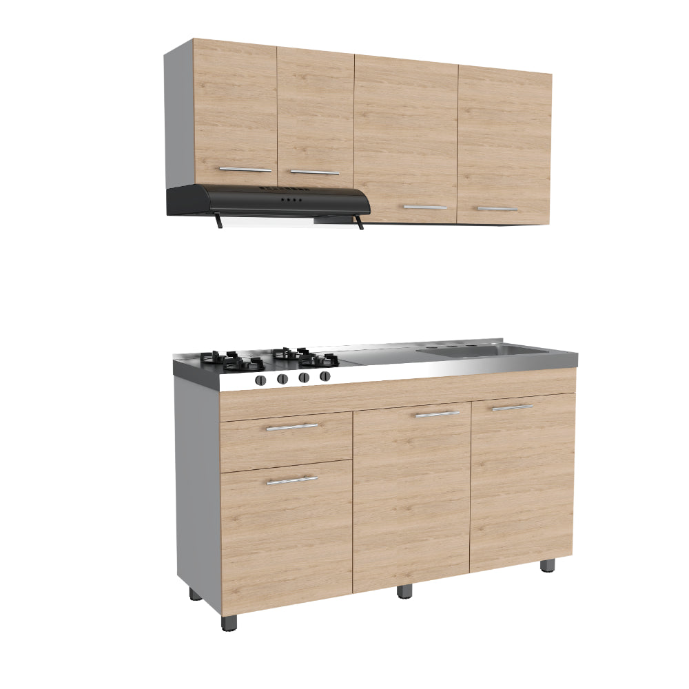 Cocina Integral Ameralto, Beige y Blanco, Incluye Mesón Derecho