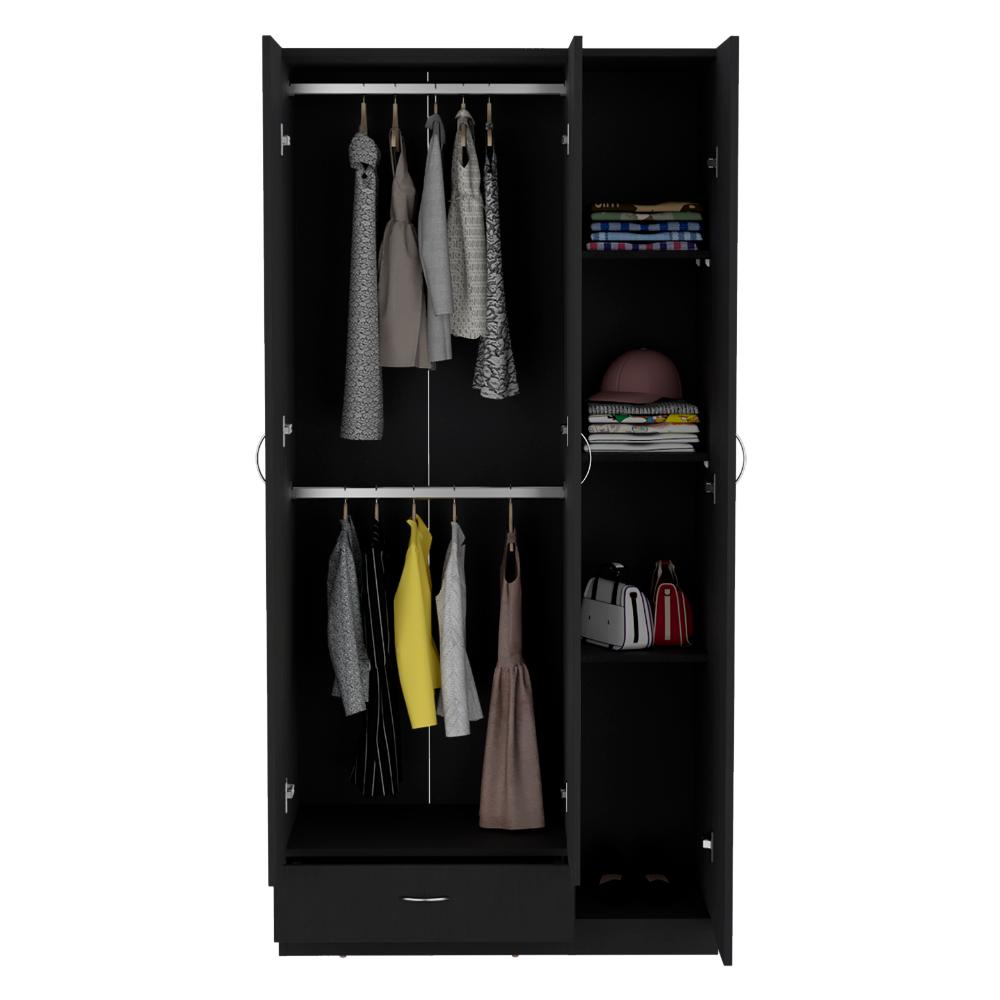 Closet América, Wengue, con amplios espacio para ropa y tres puertas abatibles