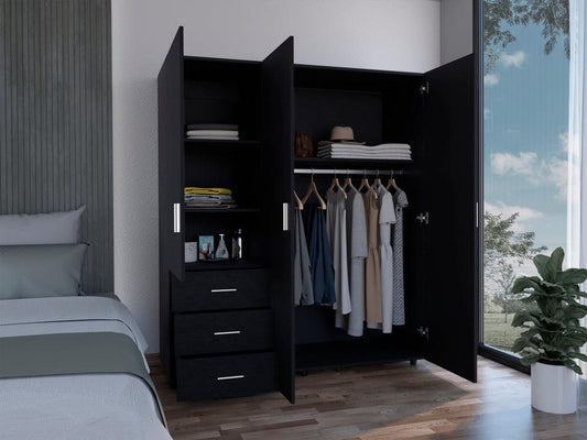 Closet Azana, Wengue, con tres Cajones y Puertas Abatibles