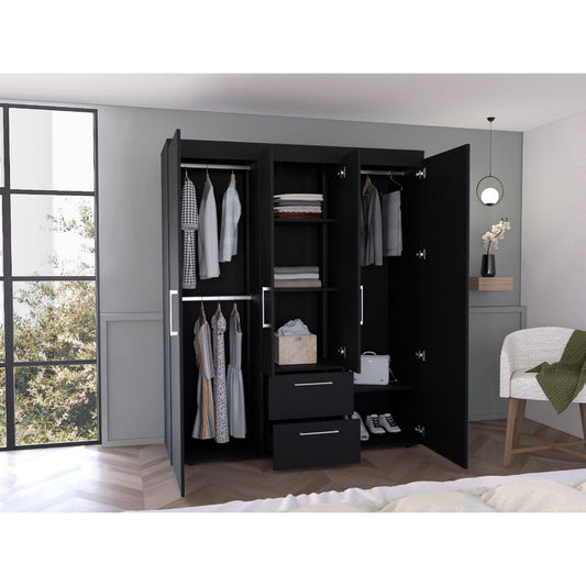 Closet Eco Golden, Wengue y Dorado, Variedad de Entrepaños y Cuatro Puertas Abatibles ZF