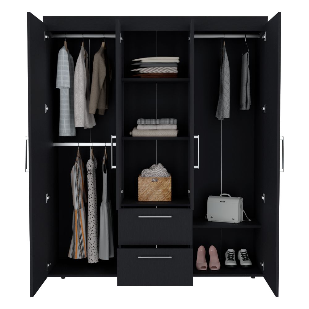 Closet Eco Golden, Wengue y Dorado, Variedad de Entrepaños y Cuatro Puertas Abatibles ZF