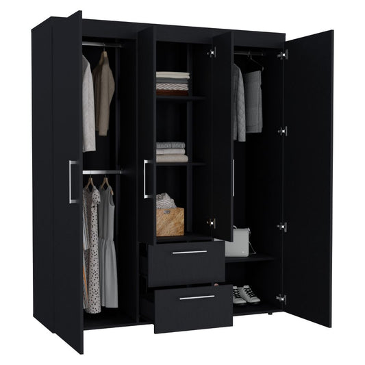 Closet Eco Golden, Wengue y Dorado, Variedad de Entrepaños y Cuatro Puertas Abatibles ZF