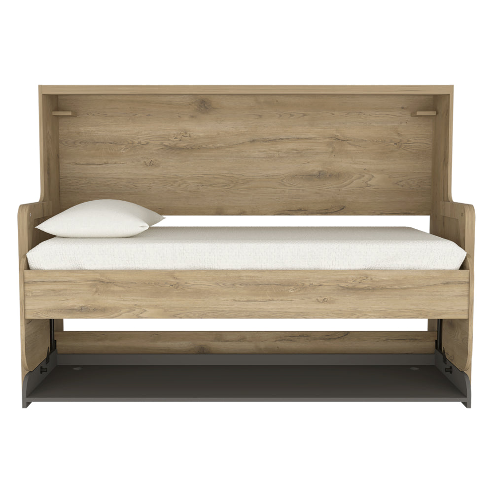 Cama Escritorio Multifuncional Kent, Macadamia y Plata Oscuro, diseñado para ahorrar espacio