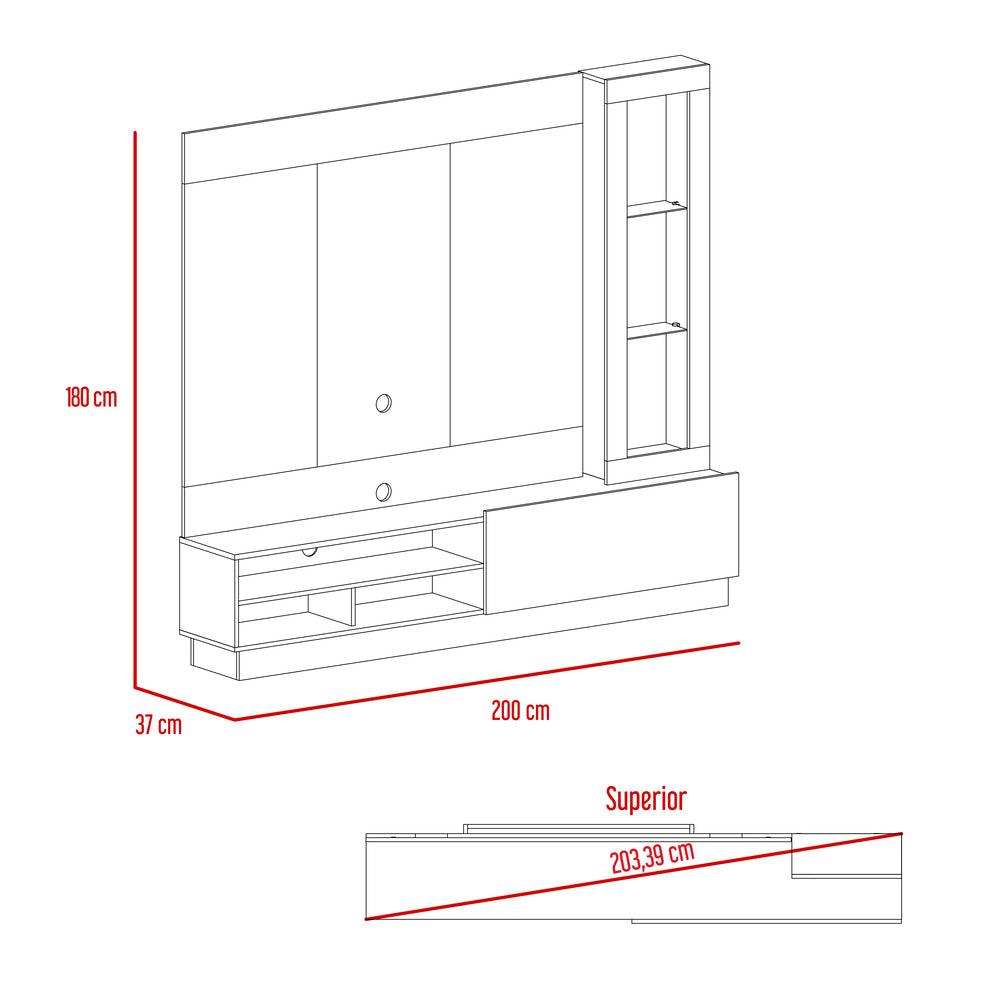 Mesa de Tv Mirabella, Cocoa, con Espacio Para Televisor de Hasta 70 Pulgadas y Varios Entrepaños