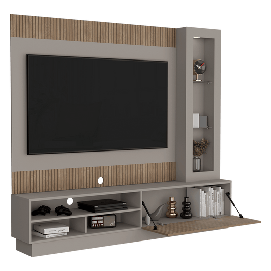 Mesa de Tv Mirabella, Cocoa, con Espacio Para Televisor de Hasta 70 Pulgadas y Varios Entrepaños