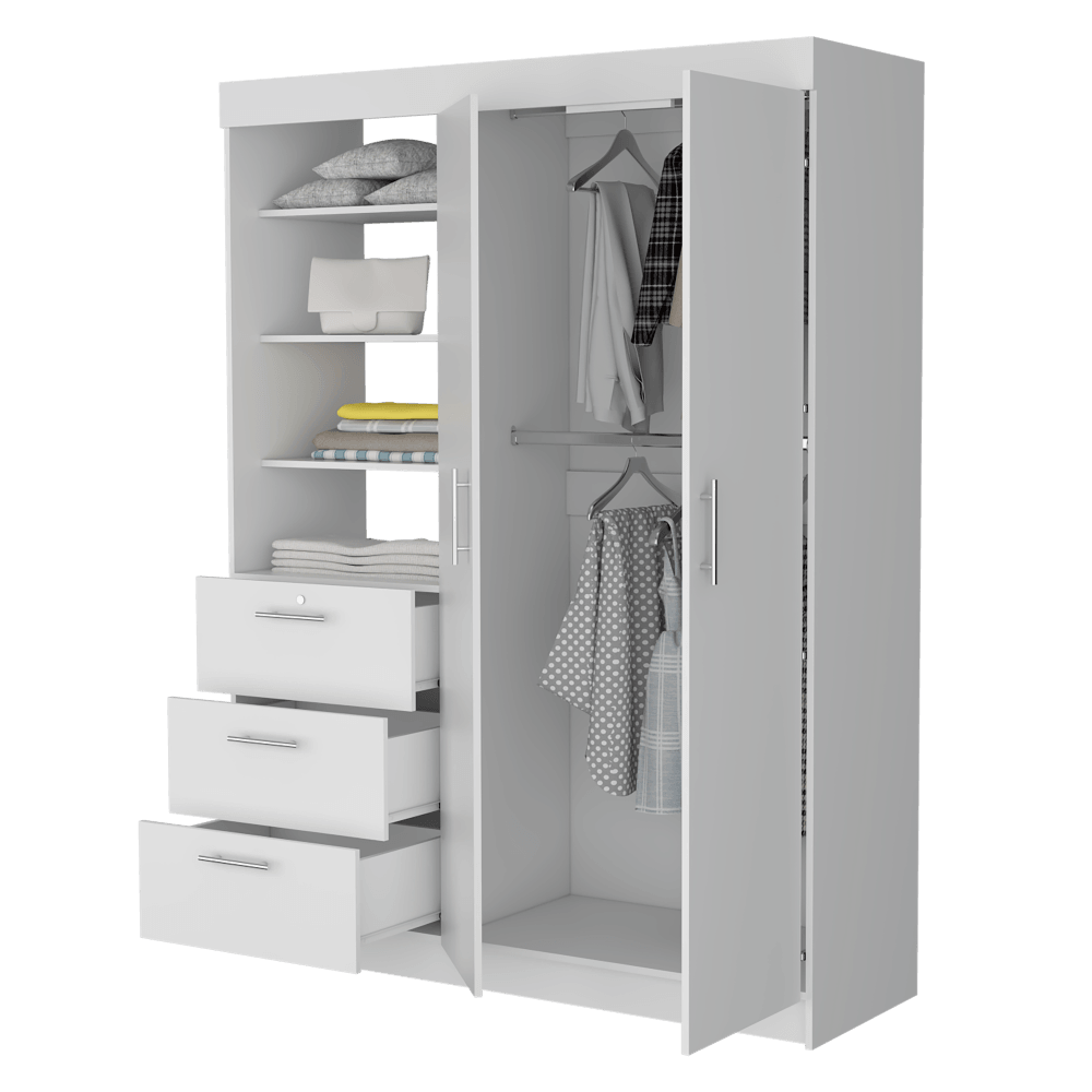 Closet Pekín, Blanco Vainilla, con Dos Puertas Abatibles y Tres Cajones Organizadores