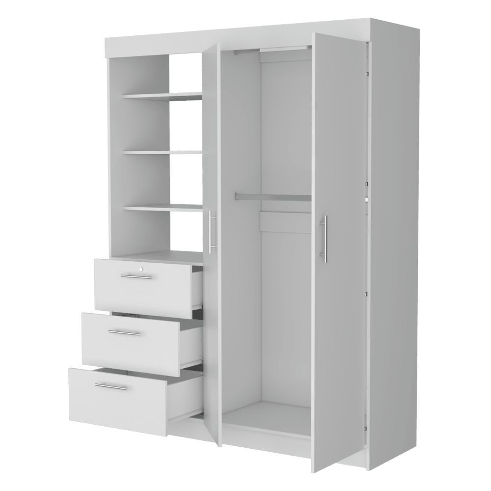 Closet Pekín, Blanco Vainilla, con Dos Puertas Abatibles y Tres Cajones Organizadores