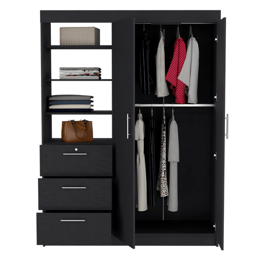 Closet Pekín, Wengue, con Dos Puertas Abatibles y Tres Cajones Organizadores