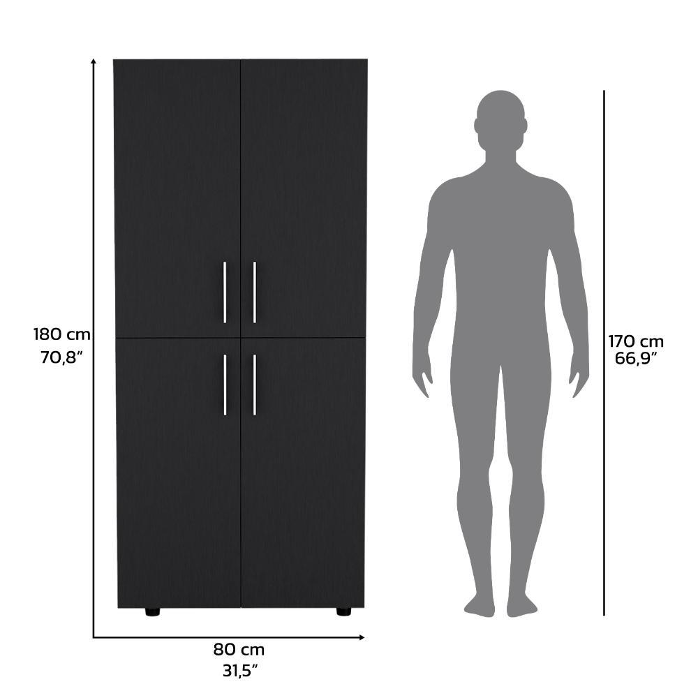 Closet Hancel, Wengue, Cuatro Puertas Abatibles y Dos Tubos Cromados ZF