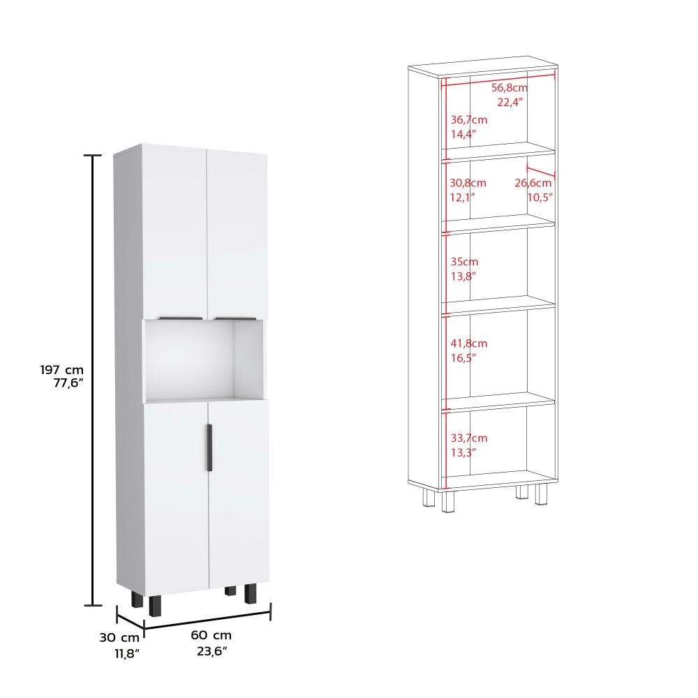 Alacena Multiusos Oshawa, Blanco, patas y manijas de acero