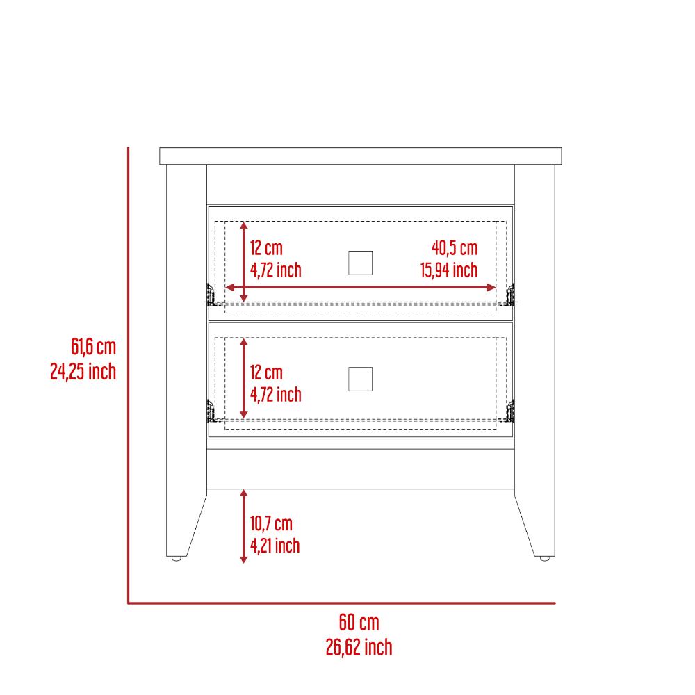 Mesa de Noche Dalot, Blanco, con Cajones y Diseño Moderno ZF