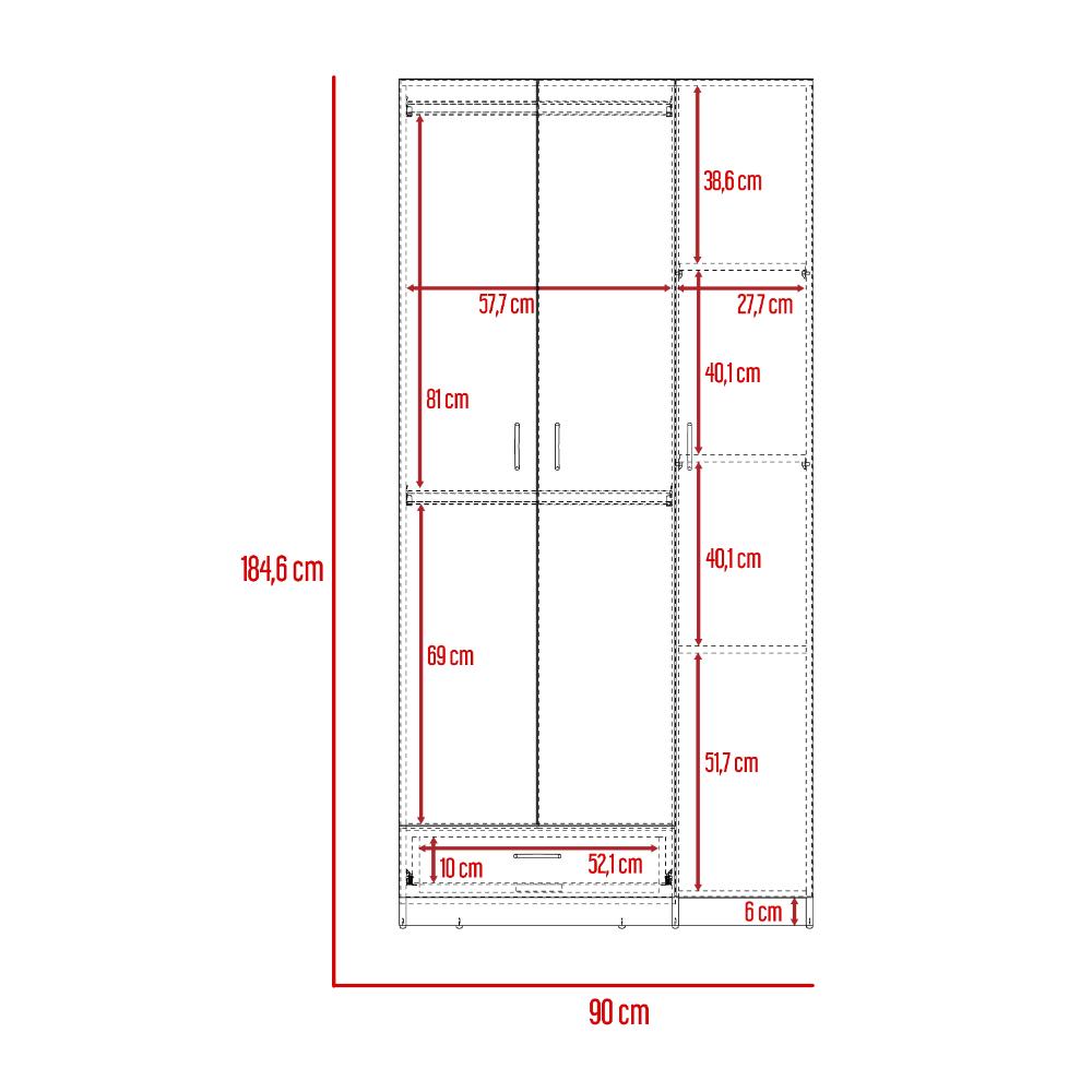 Closet América, Wengue, con amplios espacio para ropa y tres puertas abatibles