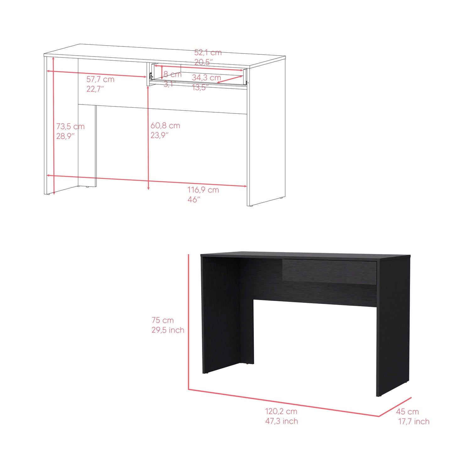 Escritorio Mantis, Wengue, con Un Cajon Organizador ZF