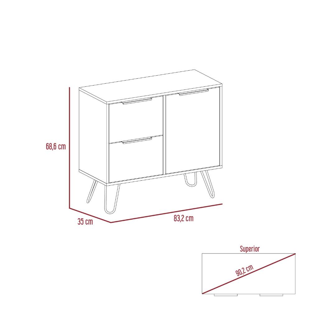 Organizador Doble Marit, Café Claro y Wengue, con patas metalicas