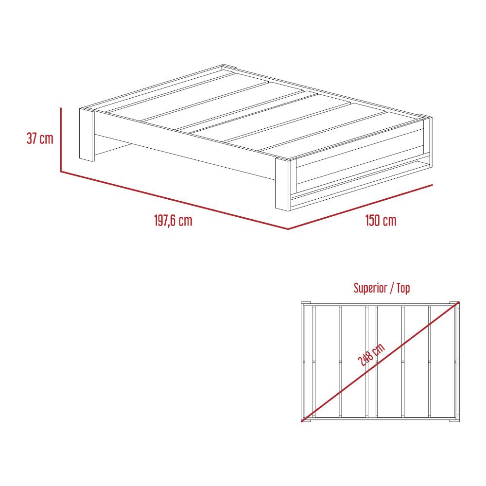 Base Cama Doble Natura, Macadamia, con tendido de tablas