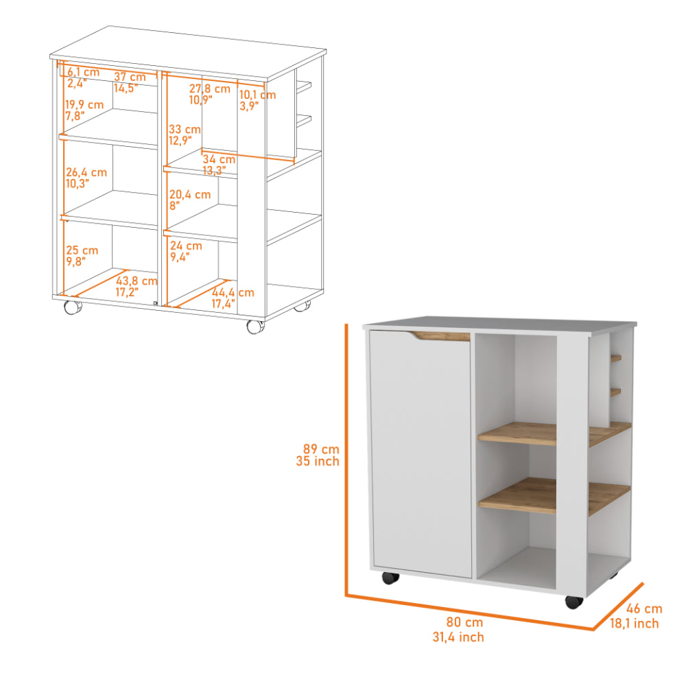 Modulo Microondas Soler, Blanco y Macadamia, amplios espacios para almacenamiento