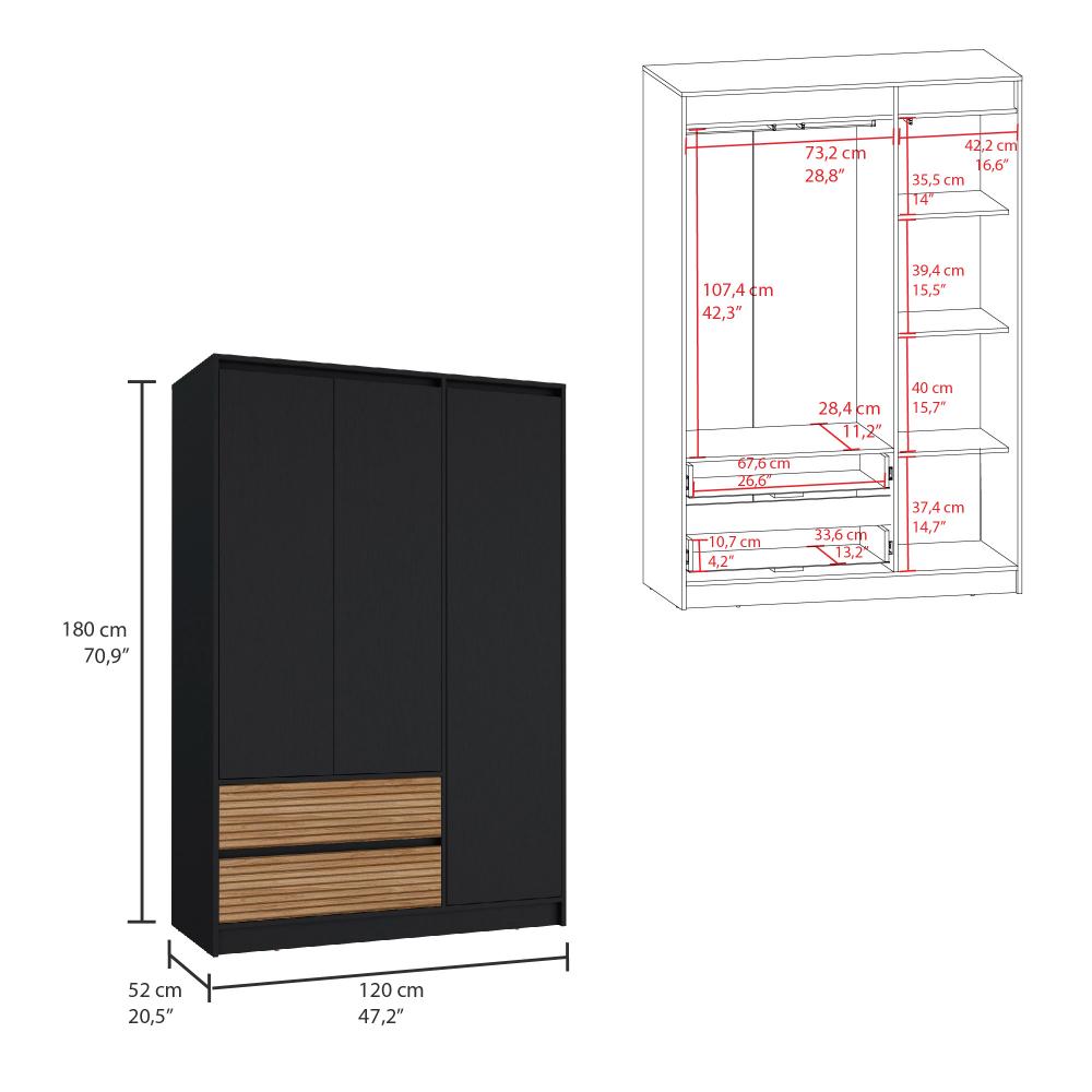 Closet Cruella, Wengue y Lenno, con dos puertas abatibles debe ser anclado a la pared 120