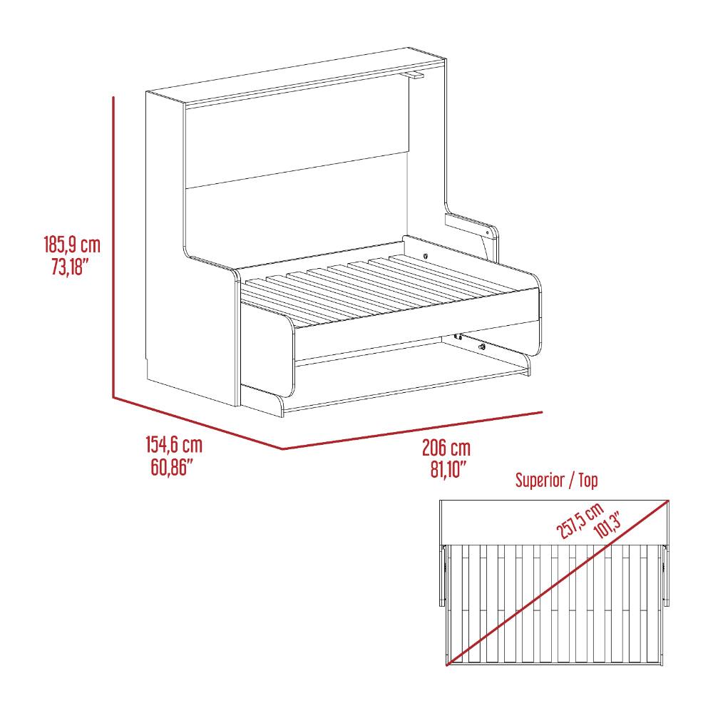 Cama Escritorio Multifuncional Kent, Macadamia y Plata Oscuro, diseñado para ahorrar espacio