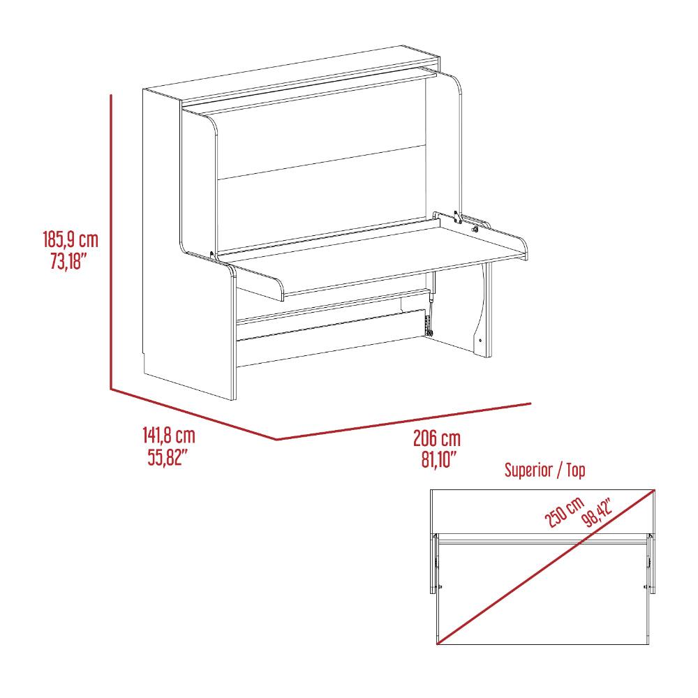 Cama Escritorio Multifuncional Kent, Macadamia y Plata Oscuro, diseñado para ahorrar espacio