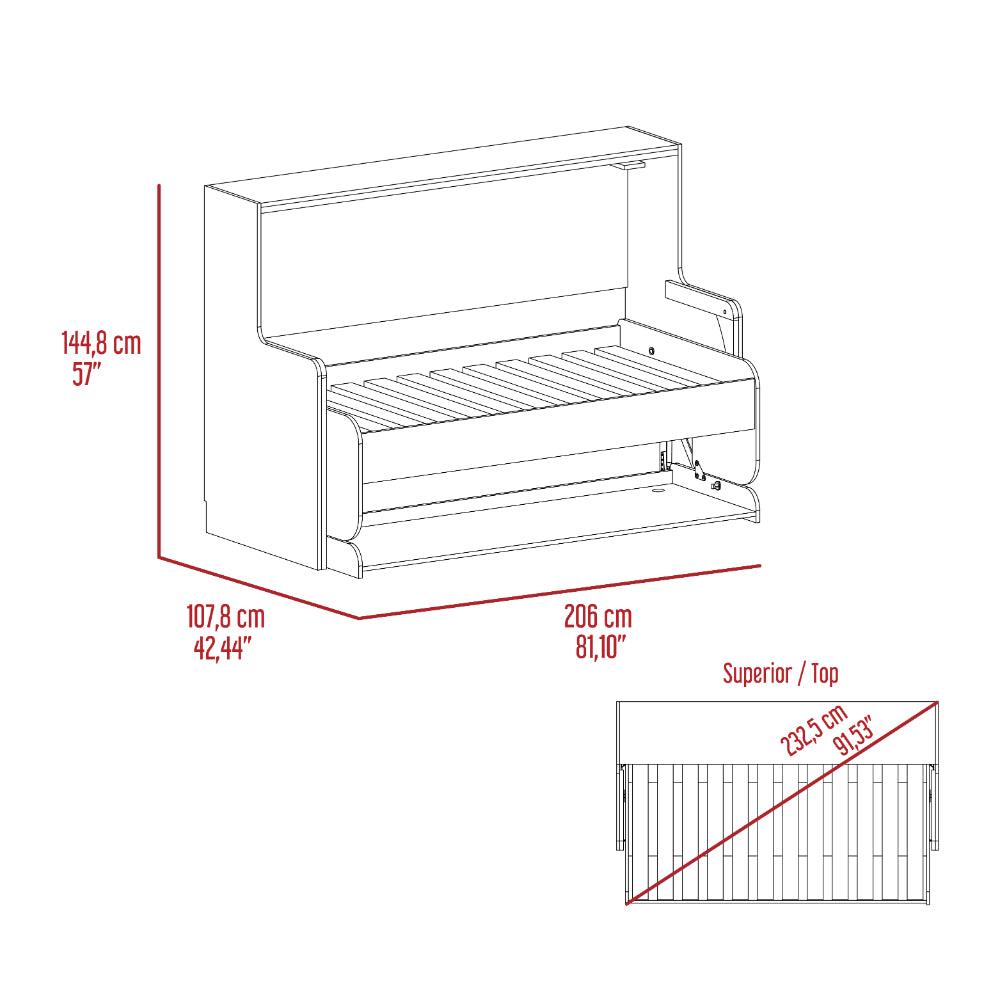 Cama Escritorio Multifuncional Kent, Macadamia y Plata Oscuro, diseñado para ahorrar espacio