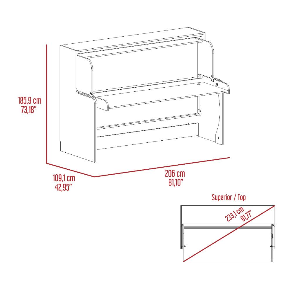 Cama Escritorio Multifuncional Kent, Macadamia y Plata Oscuro, diseñado para ahorrar espacio