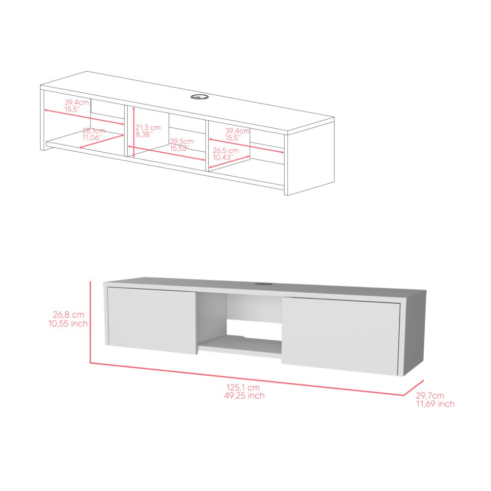 Mesa Para Tv Flotante Gleid, Blanco, con Dos Puertas Abatibles ZF