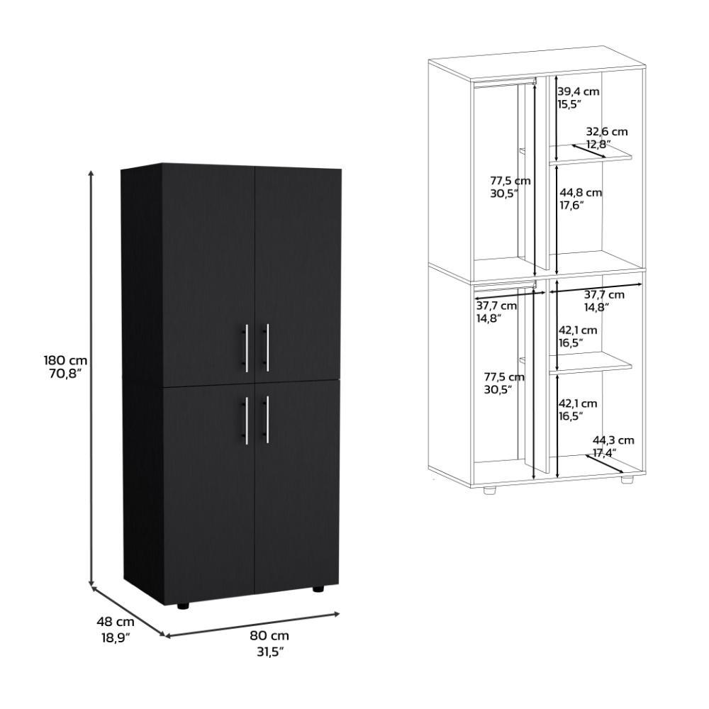 Closet Hancel, Wengue, Cuatro Puertas Abatibles y Dos Tubos Cromados ZF