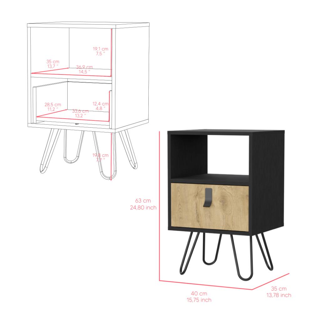 Mesa de Centro Huna, Wengue y Macadamia, Con Espacios Para Colocar Objetos Decorativos ZF