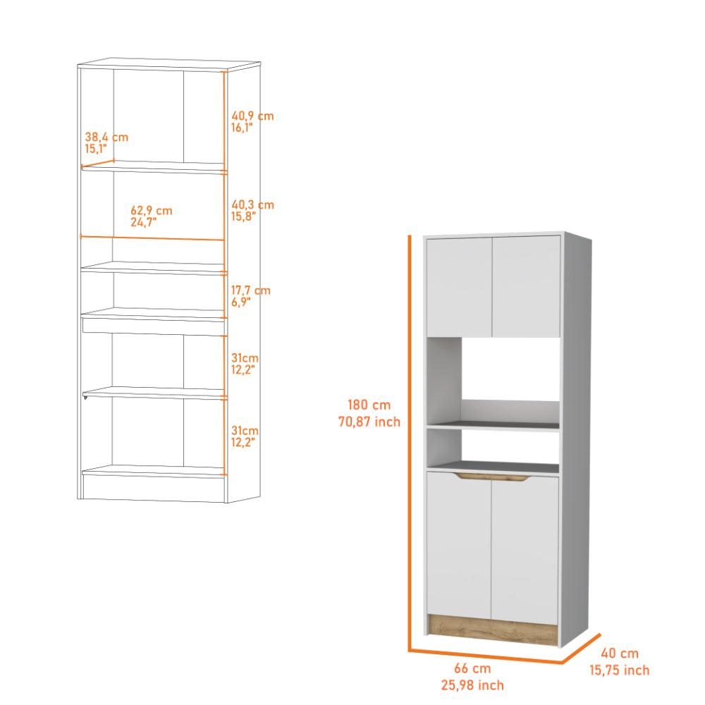 Modulo Microondas Soler, Blanco y Macadamia, con cuatro puertas abatibles