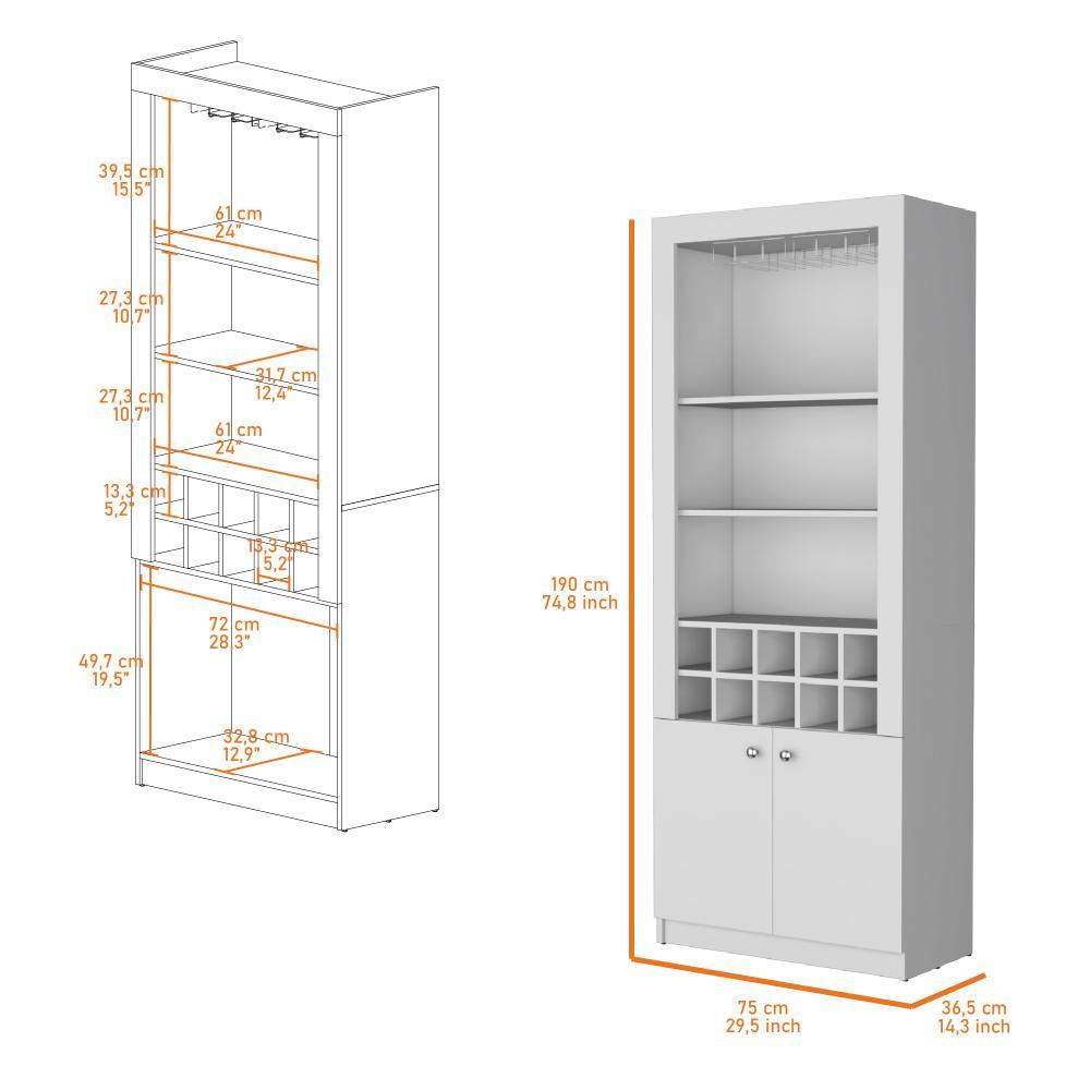 Bar Alto Nebid, Blanco, con espacio para almacenar copas ZF